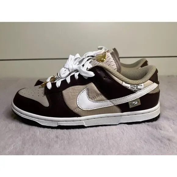 Nike Low Dunk Light Orewood Brown Gold Bling (Women's 7) - Authentic & Brand New - Picture 5 of 13